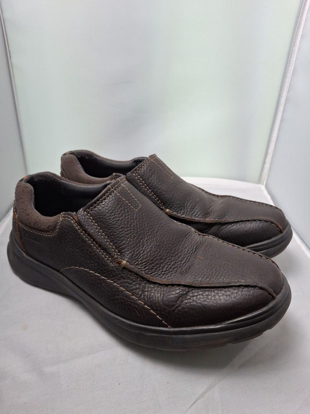 CLARKS COLLECTION Ultimate Comfort Brown Leather Slip-On Shoes Men's Size 9